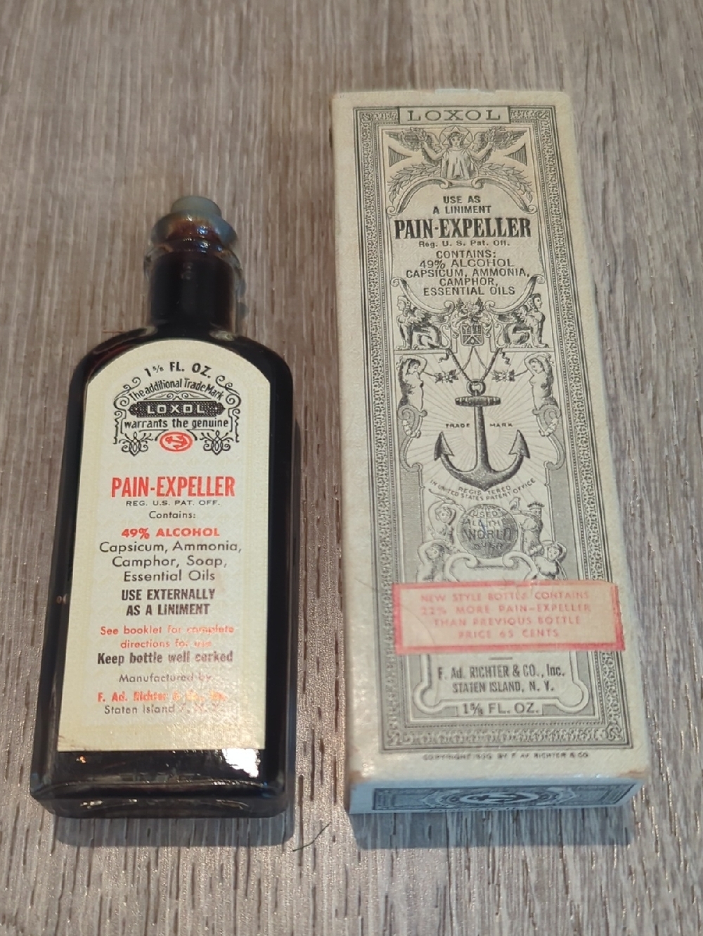 Vintage Antique LOXOL Pain Expeller Bottle Box